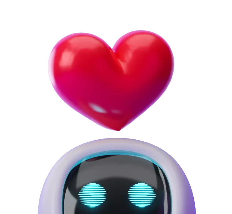 robot head in love